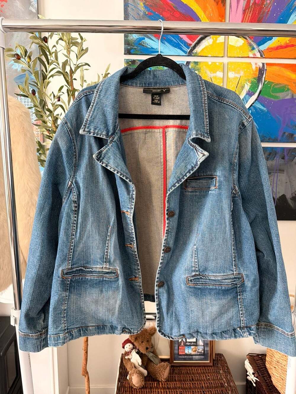 Women’s Casual Denim Jacket Blazer Size 26/28 Jean Jacket Vintage Streetstyle